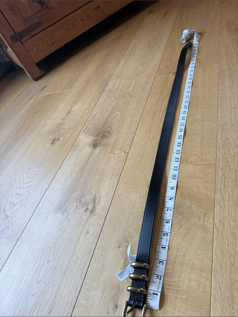 NWT Banana Republic Black Leather Belt with Antique Gold Hardware